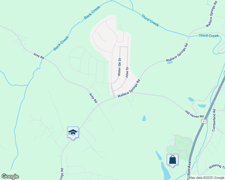 map of restaurants, bars, coffee shops, grocery stores, and more near Hidden Lakes Road in Statesville