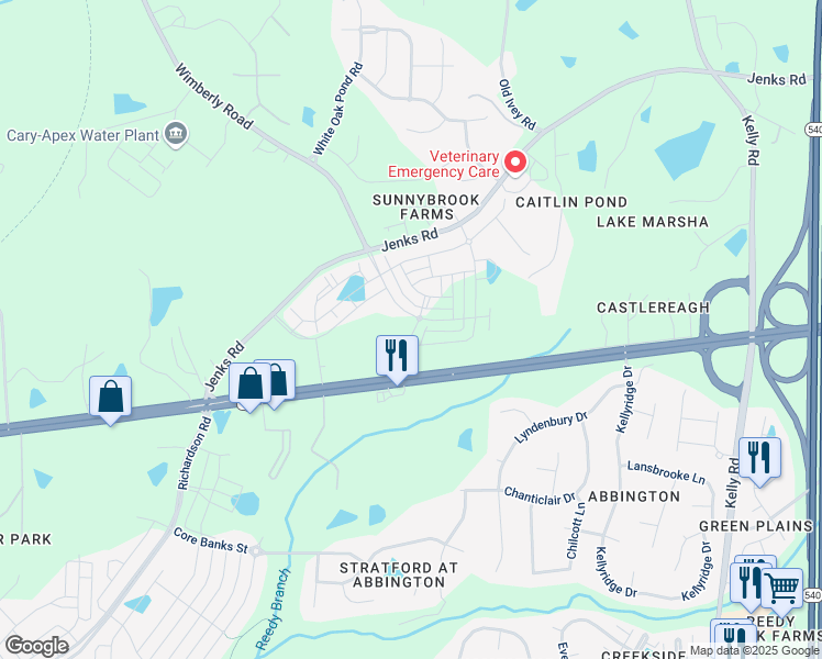 map of restaurants, bars, coffee shops, grocery stores, and more near 932 Baldwin Ridge Road in Apex