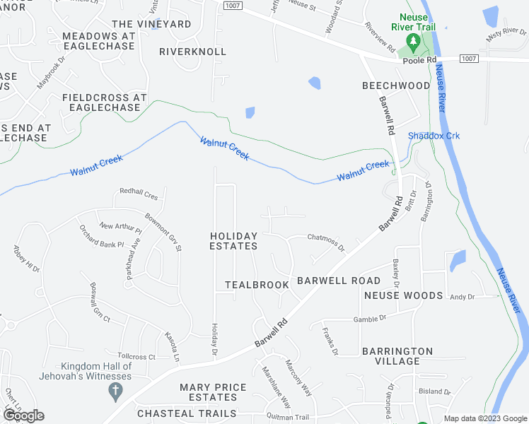 map of restaurants, bars, coffee shops, grocery stores, and more near 2312 August Way in Raleigh