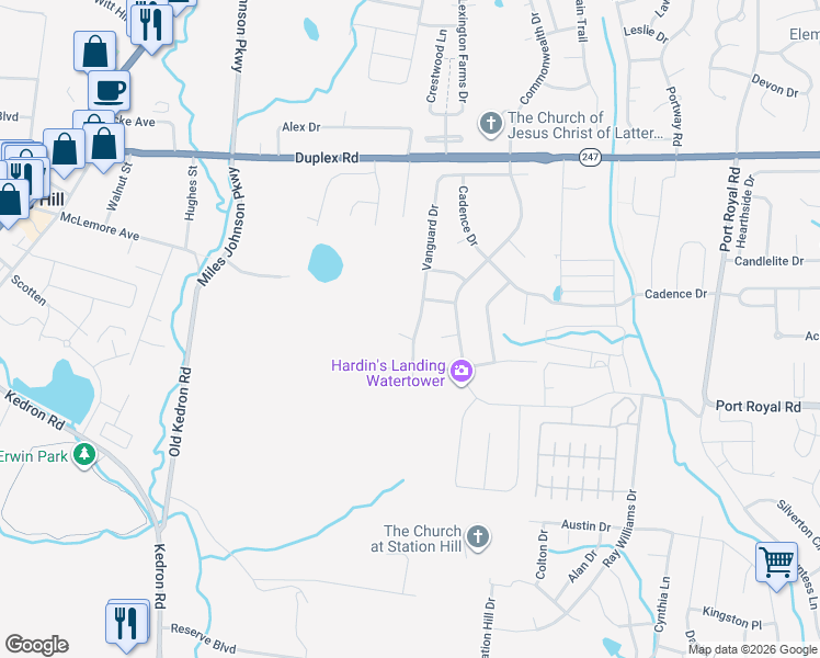map of restaurants, bars, coffee shops, grocery stores, and more near 301 Cadet Court in Spring Hill