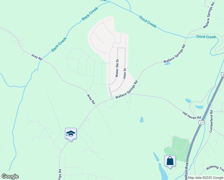 map of restaurants, bars, coffee shops, grocery stores, and more near 105 Jobe Drive in Statesville