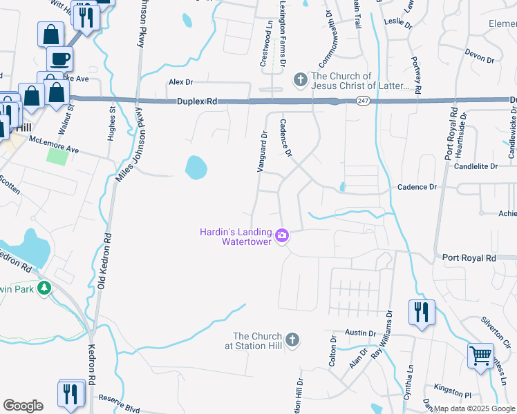 map of restaurants, bars, coffee shops, grocery stores, and more near 301 Cadet Court in Spring Hill