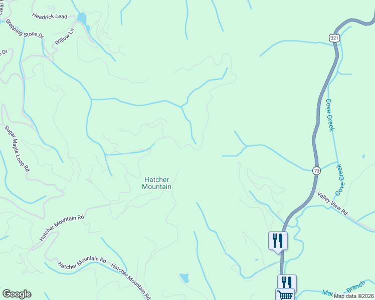 map of restaurants, bars, coffee shops, grocery stores, and more near 2703 Indigo Lane in Sevierville