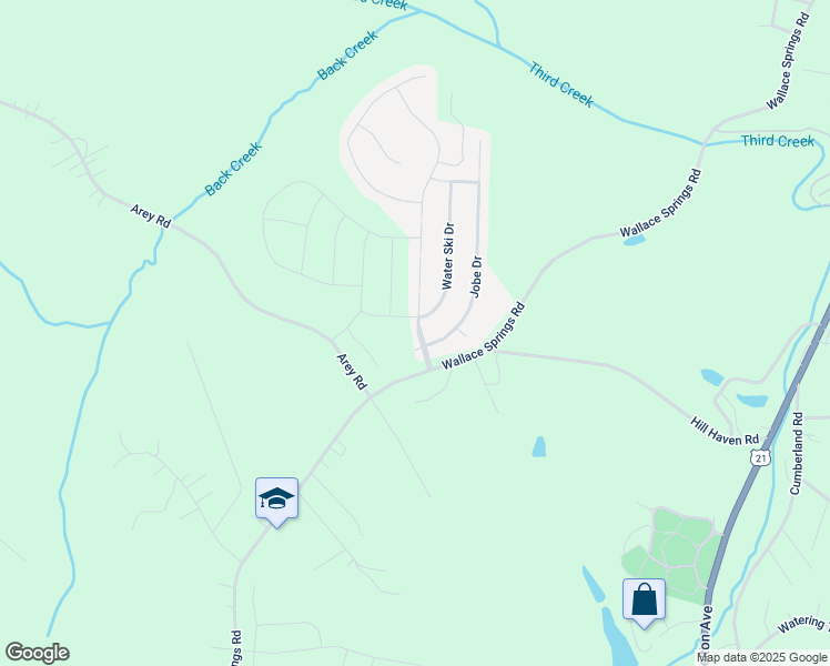 map of restaurants, bars, coffee shops, grocery stores, and more near 134 Hidden Lakes Road in Statesville