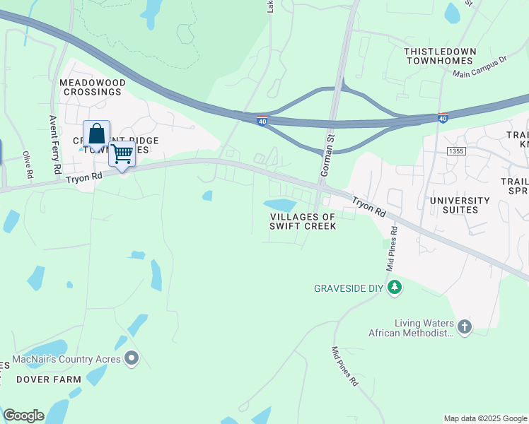 map of restaurants, bars, coffee shops, grocery stores, and more near 2804 Bogle Branch Court in Raleigh