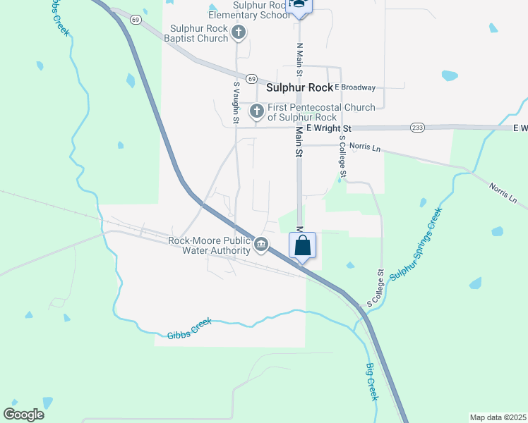 map of restaurants, bars, coffee shops, grocery stores, and more near Stonewell Street in Sulphur Rock