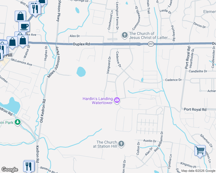 map of restaurants, bars, coffee shops, grocery stores, and more near 1066 Vanguard Drive in Spring Hill