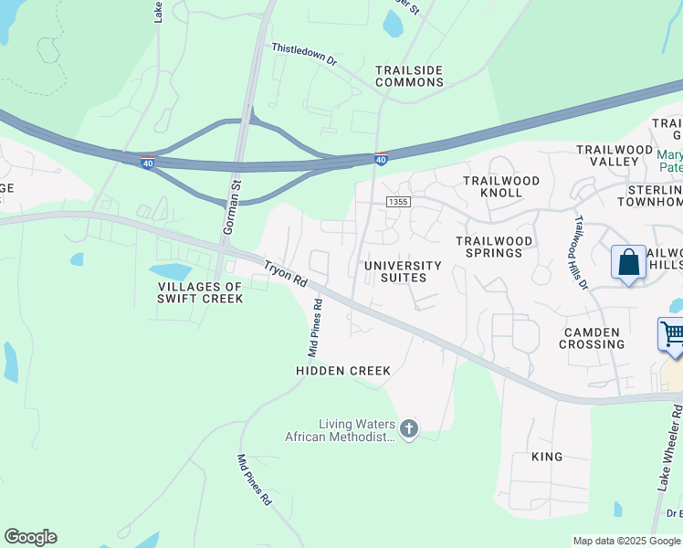 map of restaurants, bars, coffee shops, grocery stores, and more near 2130 Wolftech Lane in Raleigh