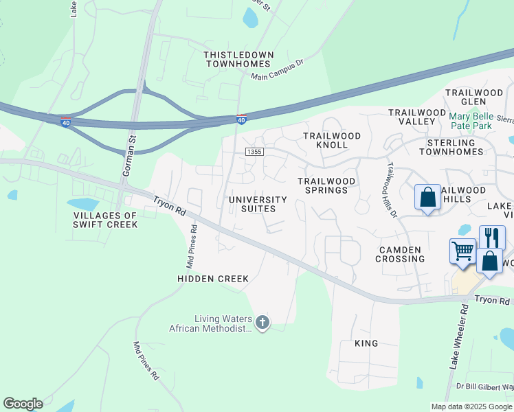 map of restaurants, bars, coffee shops, grocery stores, and more near 2027 Ocean Reef Place in Raleigh