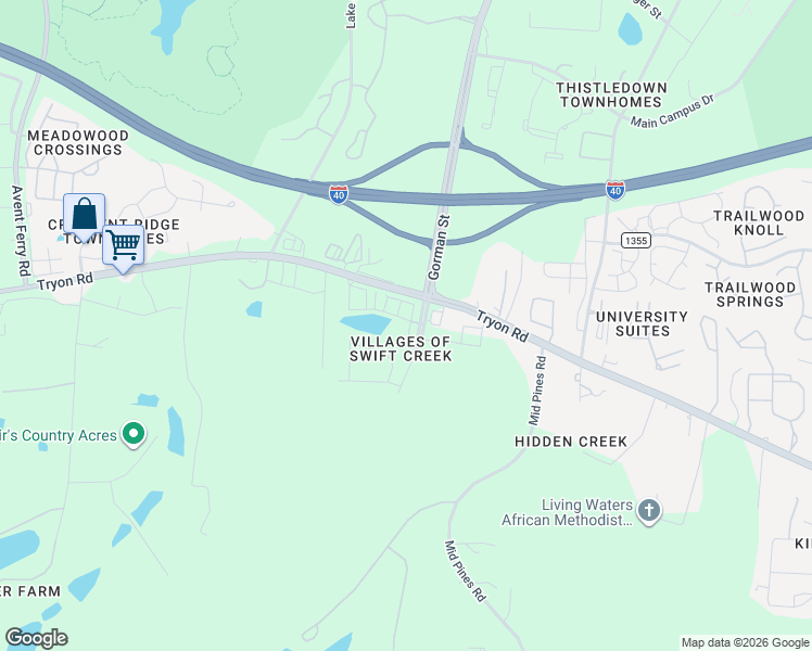 map of restaurants, bars, coffee shops, grocery stores, and more near 2906 New Hill Park Drive in Raleigh