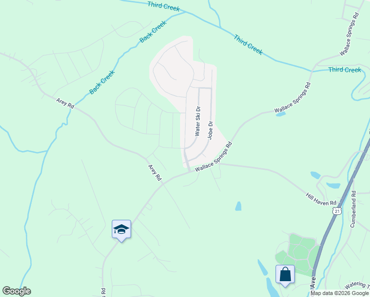 map of restaurants, bars, coffee shops, grocery stores, and more near 134 Hidden Lakes Road in Statesville