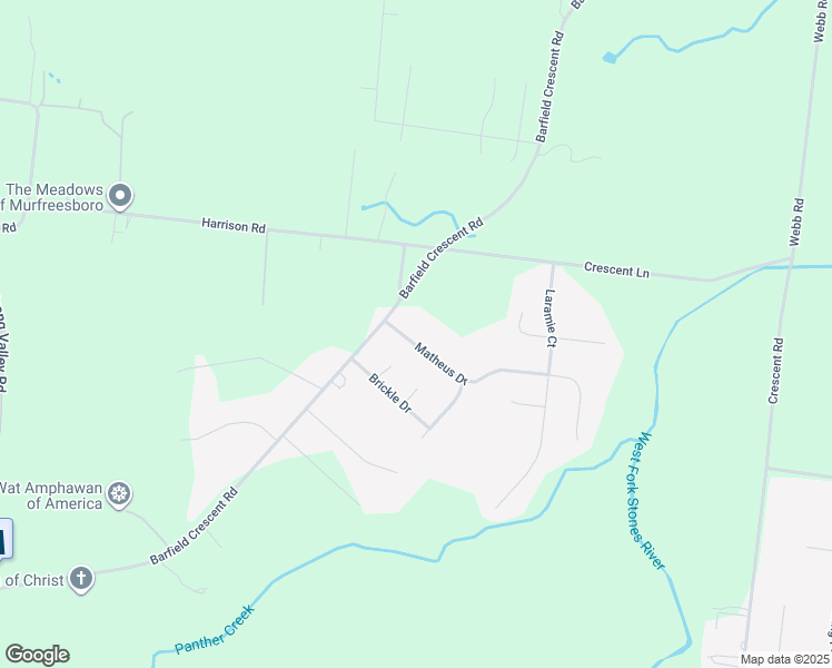 map of restaurants, bars, coffee shops, grocery stores, and more near 1013 Matheus Drive in Murfreesboro