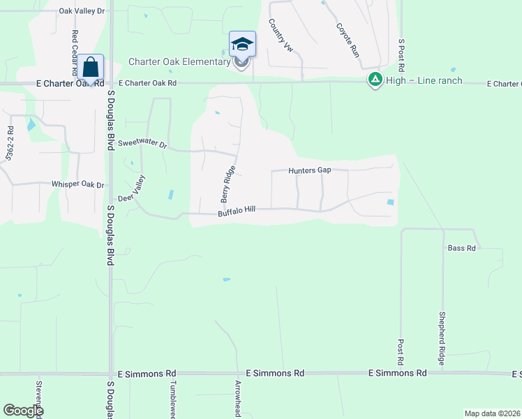 map of restaurants, bars, coffee shops, grocery stores, and more near Buffalo Hill in Logan County