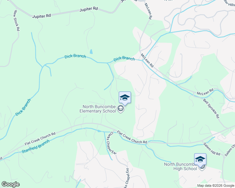 map of restaurants, bars, coffee shops, grocery stores, and more near 111 Macdougall Lane in Weaverville