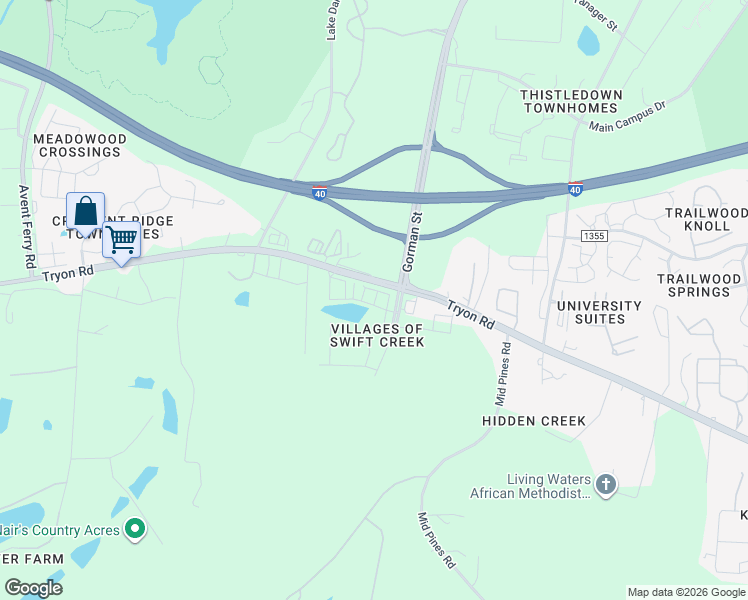 map of restaurants, bars, coffee shops, grocery stores, and more near 2817 Carter Finley Place in Raleigh