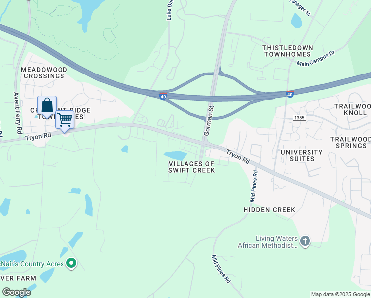 map of restaurants, bars, coffee shops, grocery stores, and more near 2817 Carter Finley Place in Raleigh