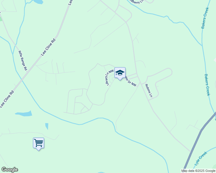 map of restaurants, bars, coffee shops, grocery stores, and more near 4068 Library Lane Northwest in Conover
