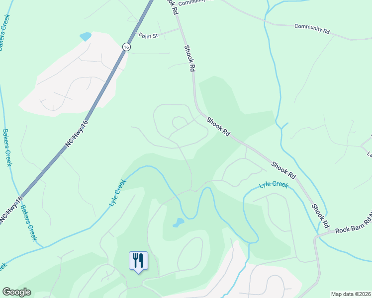 map of restaurants, bars, coffee shops, grocery stores, and more near 3956 Ridge Drive Northeast in Conover