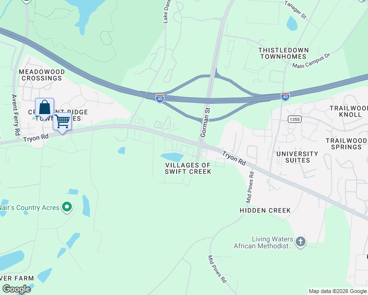 map of restaurants, bars, coffee shops, grocery stores, and more near 2817 Carter Finley Place in Raleigh
