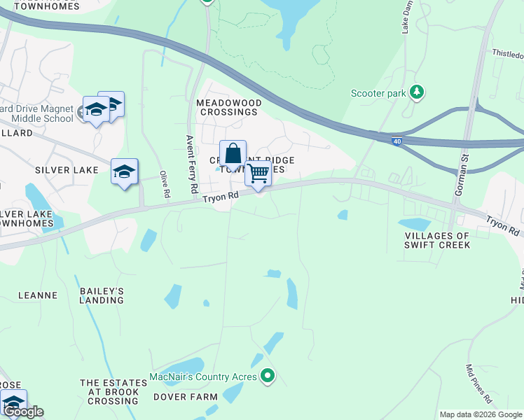 map of restaurants, bars, coffee shops, grocery stores, and more near 5613 Horsewalk Circle in Raleigh