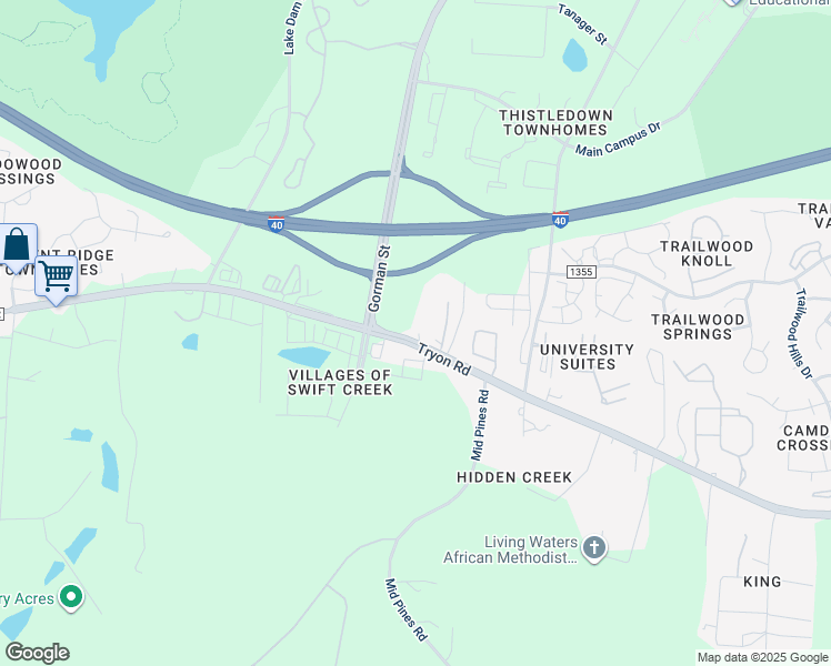 map of restaurants, bars, coffee shops, grocery stores, and more near 3704 Tryon Road in Raleigh
