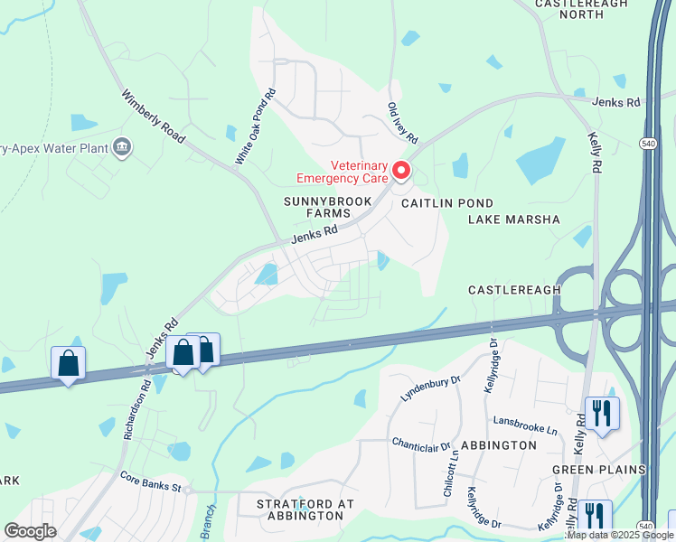 map of restaurants, bars, coffee shops, grocery stores, and more near 859 Patriot Summit Lane in Apex