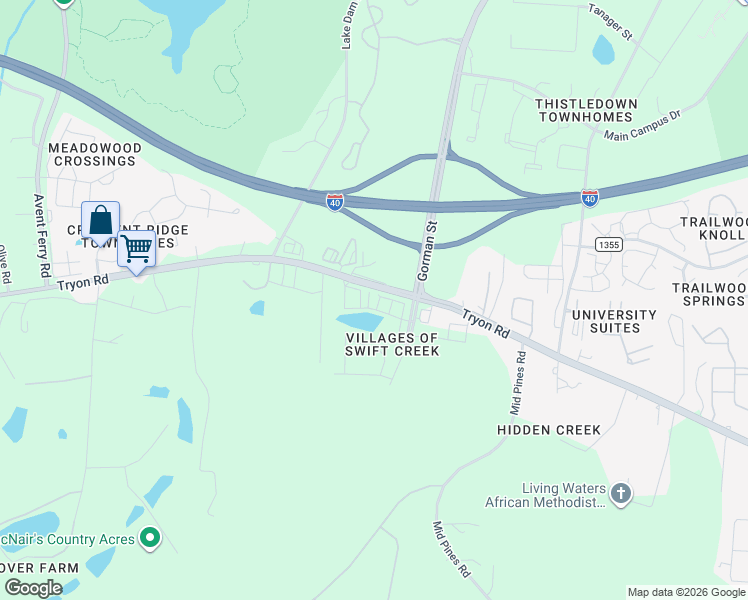 map of restaurants, bars, coffee shops, grocery stores, and more near 2817 Carter Finley Place in Raleigh