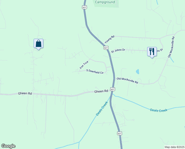 map of restaurants, bars, coffee shops, grocery stores, and more near 201 South Deerfield Circle in Salisbury