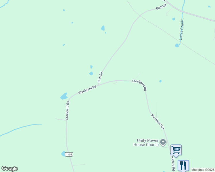 map of restaurants, bars, coffee shops, grocery stores, and more near 1375 Stockyard Road in Staley