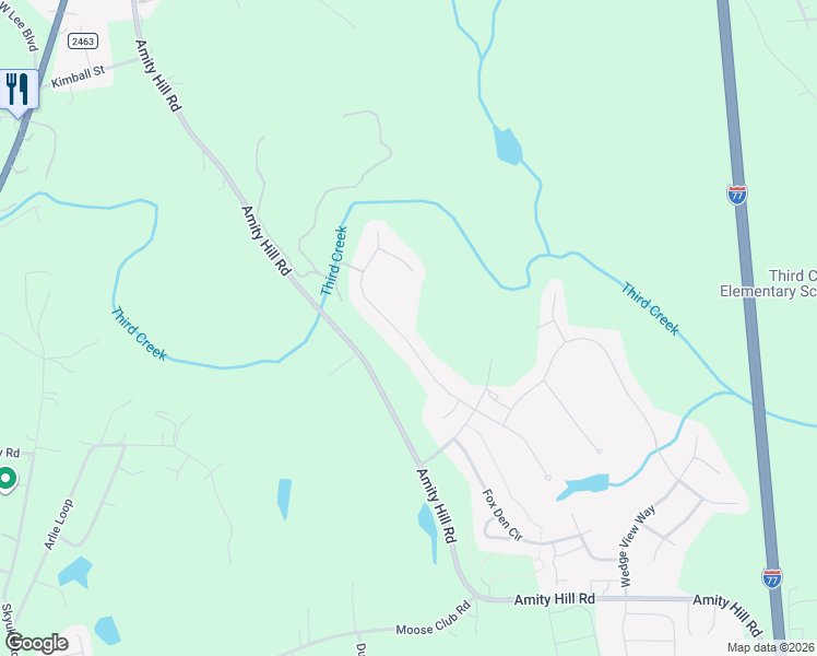 map of restaurants, bars, coffee shops, grocery stores, and more near 160 Hunters Hill Drive in Statesville
