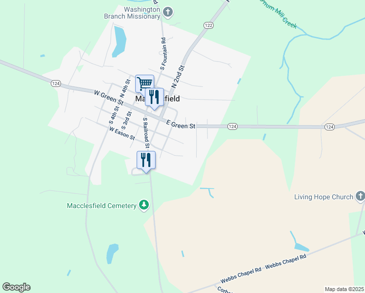 map of restaurants, bars, coffee shops, grocery stores, and more near 306 East Pitt Street in Pinetops