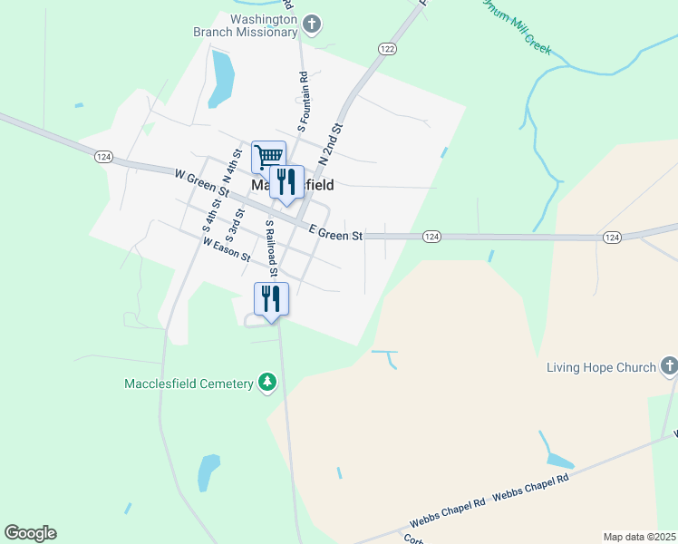 map of restaurants, bars, coffee shops, grocery stores, and more near 306 East Pitt Street in Pinetops