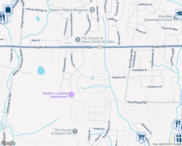 map of restaurants, bars, coffee shops, grocery stores, and more near 5007 Guardian Court in Spring Hill