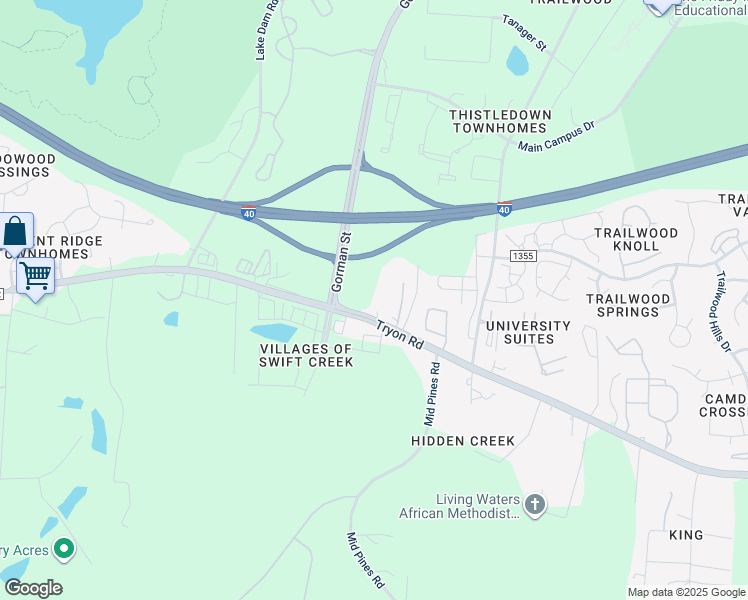 map of restaurants, bars, coffee shops, grocery stores, and more near 3704 Tryon Road in Raleigh