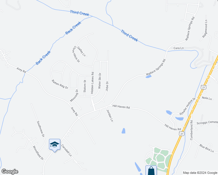 map of restaurants, bars, coffee shops, grocery stores, and more near 148 Jobe Drive in Statesville