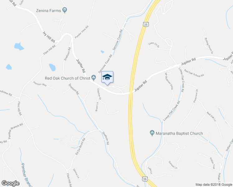 map of restaurants, bars, coffee shops, grocery stores, and more near 300 Jupiter Road in Weaverville