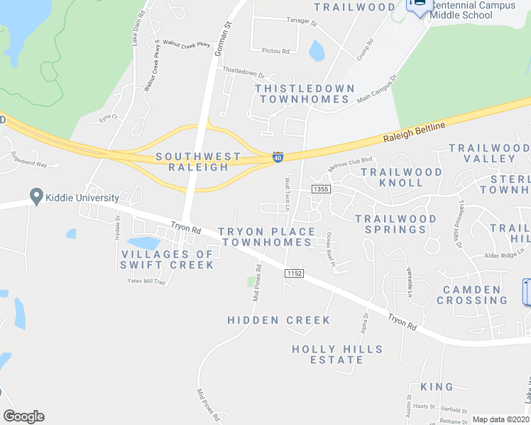 map of restaurants, bars, coffee shops, grocery stores, and more near 3740 Pardue Woods Place in Raleigh