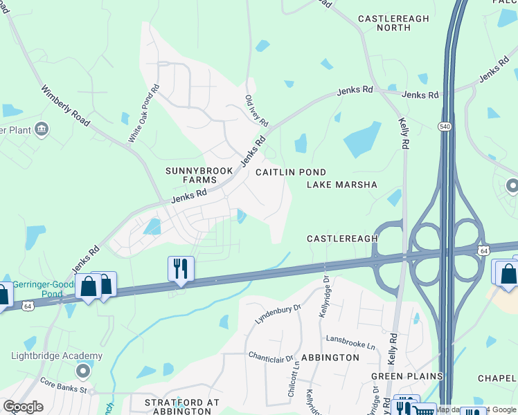 map of restaurants, bars, coffee shops, grocery stores, and more near 840 Summit Crest Court in Apex