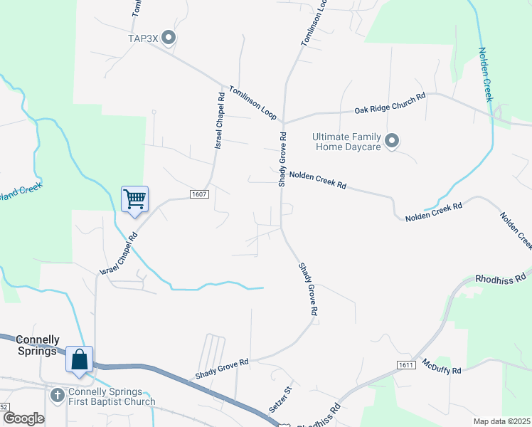 map of restaurants, bars, coffee shops, grocery stores, and more near 2322 Shade Tree Street in Connelly Springs