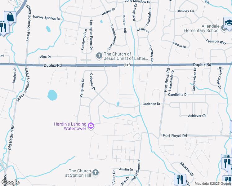 map of restaurants, bars, coffee shops, grocery stores, and more near 5007 Guardian Court in Spring Hill