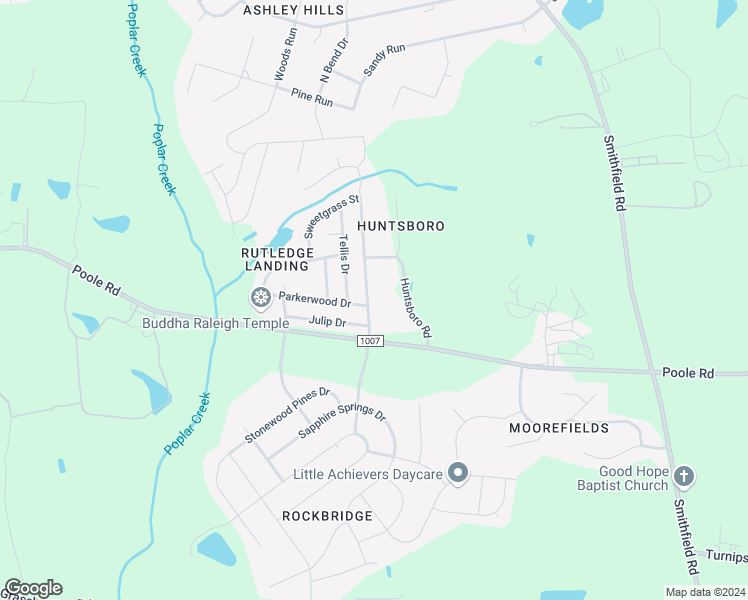 map of restaurants, bars, coffee shops, grocery stores, and more near 1241 Rutledge Landing Drive in Knightdale