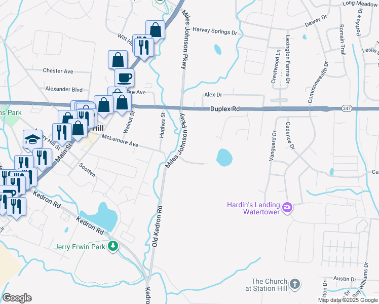 map of restaurants, bars, coffee shops, grocery stores, and more near 1001 McCutcheon Creek Lane in Spring Hill