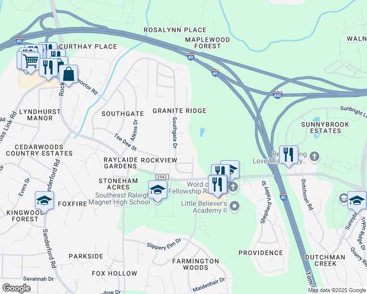 map of restaurants, bars, coffee shops, grocery stores, and more near 2720 Lead Crystal Court in Raleigh