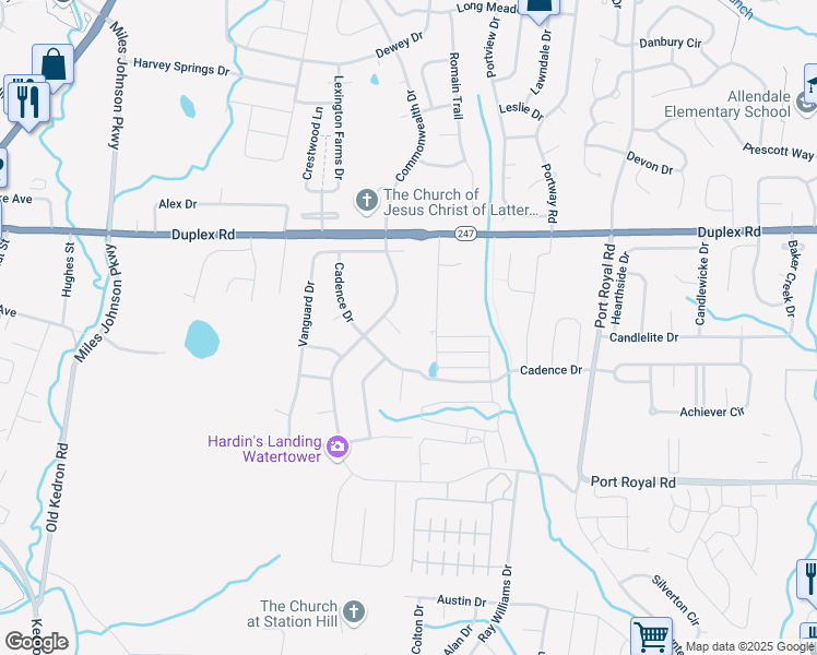 map of restaurants, bars, coffee shops, grocery stores, and more near 5007 Guardian Court in Spring Hill