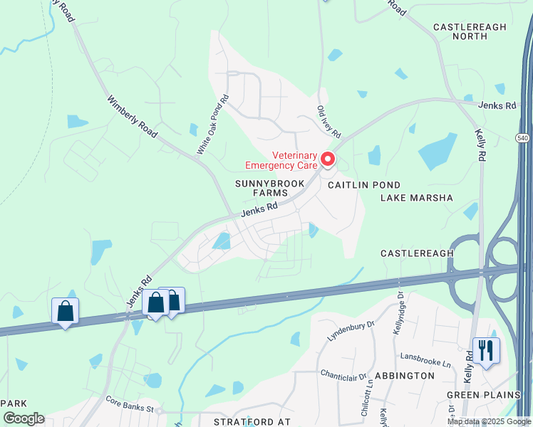 map of restaurants, bars, coffee shops, grocery stores, and more near 936 Haybeck Lane in Apex