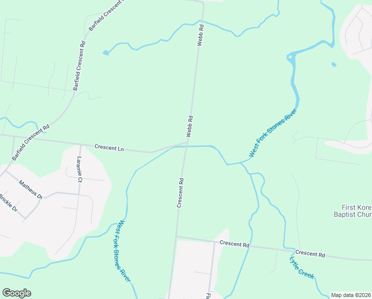 map of restaurants, bars, coffee shops, grocery stores, and more near 490 Crescent Road in Murfreesboro