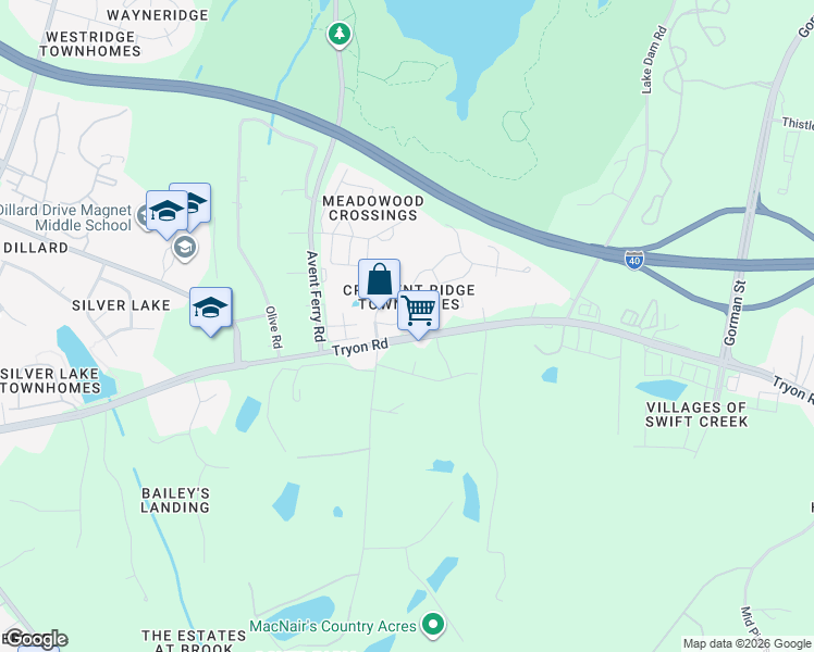 map of restaurants, bars, coffee shops, grocery stores, and more near 4513 Pale Moss Drive in Raleigh