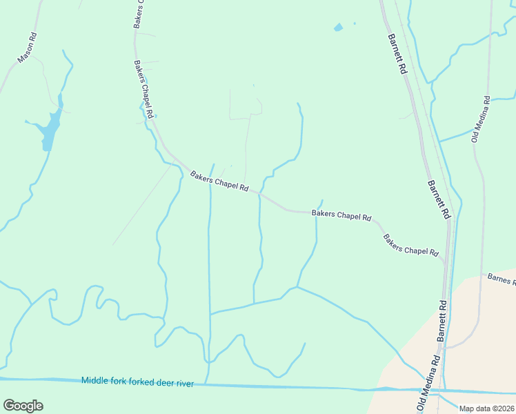 map of restaurants, bars, coffee shops, grocery stores, and more near 150 Bakers Chapel Road in Medina