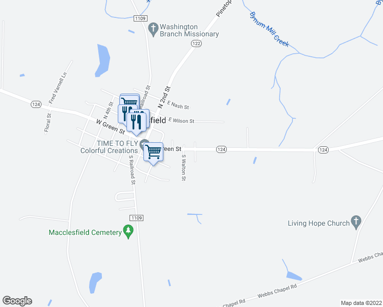 map of restaurants, bars, coffee shops, grocery stores, and more near 406 East Green Street in Macclesfield