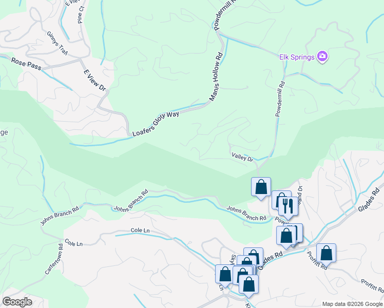 map of restaurants, bars, coffee shops, grocery stores, and more near 1009 North Highland Drive in Gatlinburg